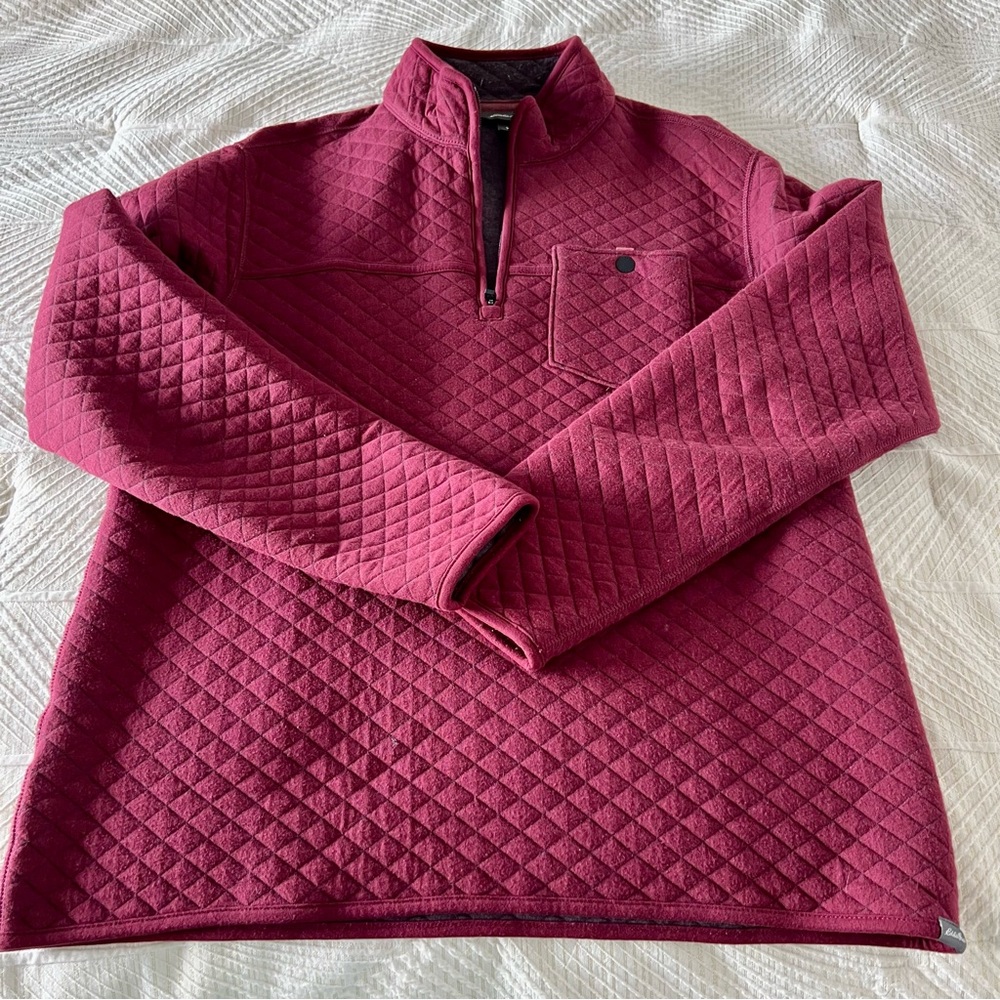 Mens Eddie Bauer Maroon Quilted Quarter Zip